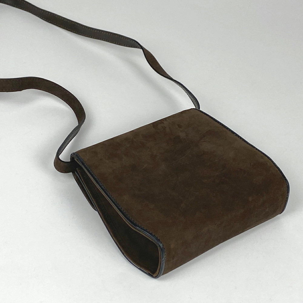 Salvatore Ferragamo brown crossbody suede shoulder bag logo